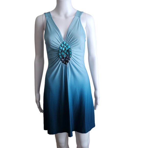 VENUS  Turquoise Dress- Size Small Sleeveless - Picture 1 of 4